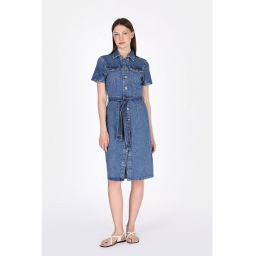 Rochie-camasa slim-fit din denim
