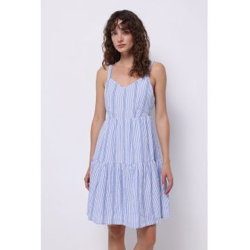 Rochie cu dungi si decolteu adanc pe spate