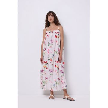 Rochie cu imprimeu floral si bretele