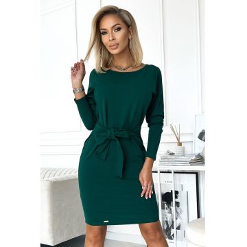 Rochie cu maneca lunga si cordon in talie -