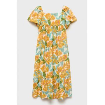 Rochie cu maneci scurte si imprimeu floral