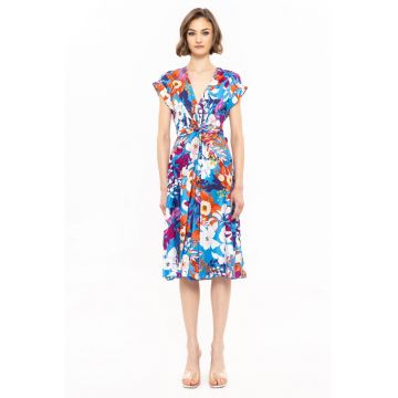 Rochie cu maneci scurte si model floral