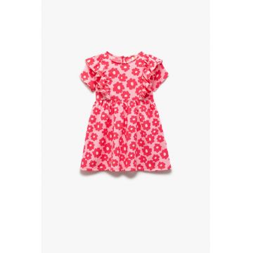 Rochie cu model floral si volane