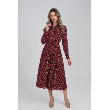 Rochie cu nasturi si model geometric