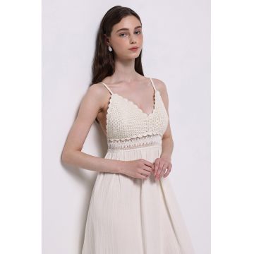 Rochie de bumbac cu croiala in A si bretele subtiri
