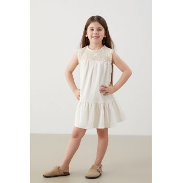 Rochie de bumbac cu insertie crosetata