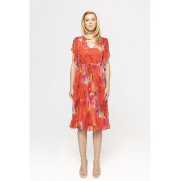 Rochie din matase cu model abstract