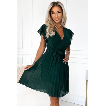 Rochie din sifon cu volanase pe umeri -