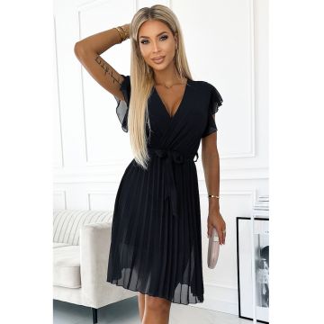 Rochie din sifon cu volanase pe umeri -