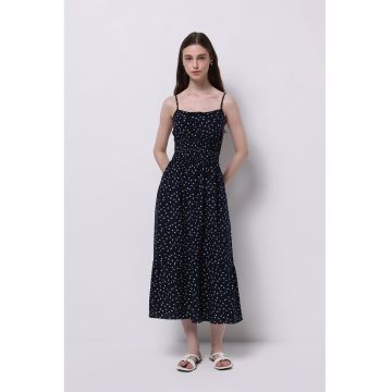 Rochie evazata cu model floral - fara maneci