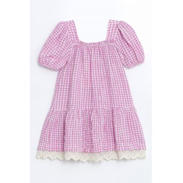 Rochie evazata cu model in carouri