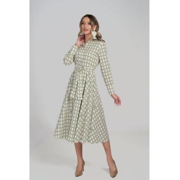 Rochie evazata din amestec de in