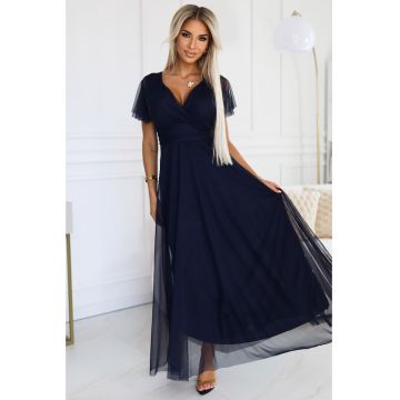 Rochie lunga cu decolteu si maneca scurta -