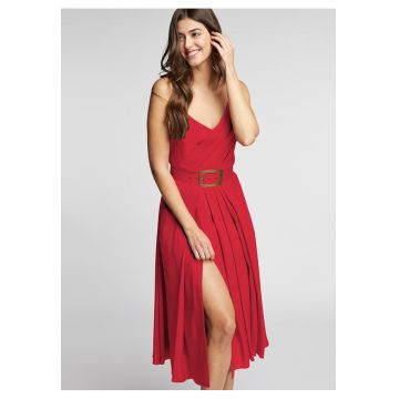 Rochie midi cu slit pe picior si bust drapat Simba