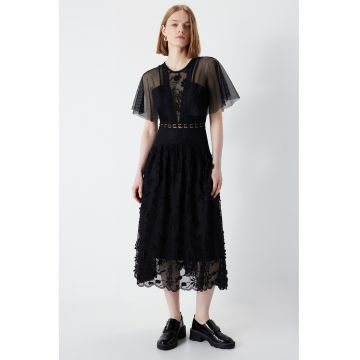 Rochie midi cu strat exterior din dantela