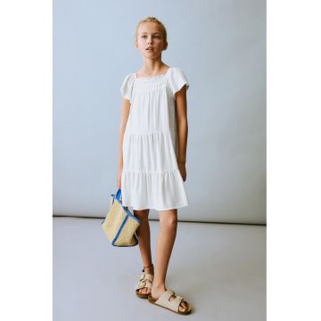 Rochie midi evazata din amestec de in