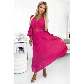 Rochie plisata cu curea in talie -