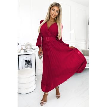 Rochie plisata cu curea in talie -