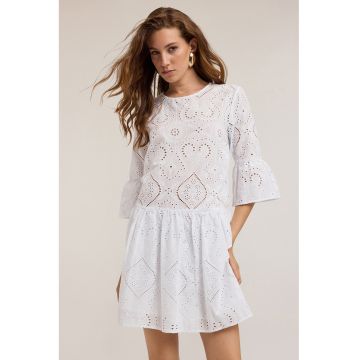 Rochie scurta din bumbac cu maneci medi