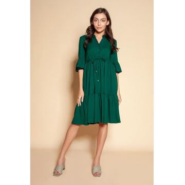 Rochie babydoll vaporoasa cu volane -