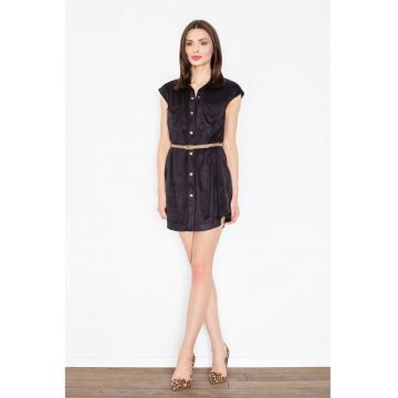 Rochie -  capse - curea - neagra - poliester