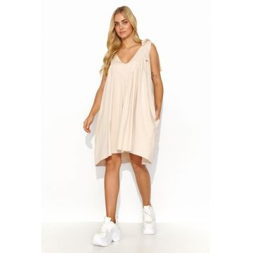 Rochie cu aspect supradimensionat si bretele ajustabile -