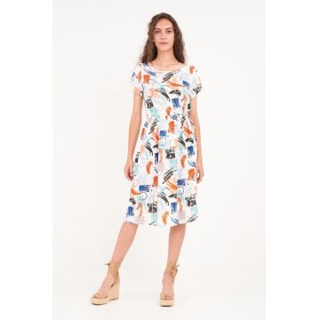 - Rochie dama cu imprimeu (Culoare: WHITE - Marime: XS/34)