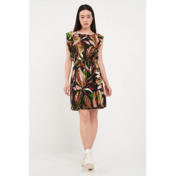 - Rochie dama cu imprimeu floral (Culoare: BLACK - Marime: S/36)