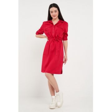 - Rochie dama tip camasa (Culoare: RED - Marime: S/36)