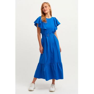 Rochie de bumbac cu maneci cu volane