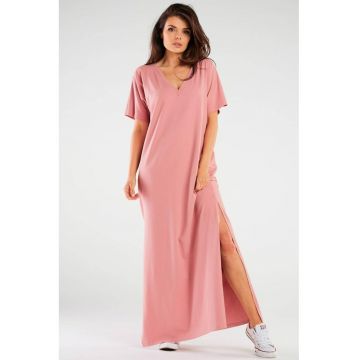 Rochie de bumbac cu maneci scurte -