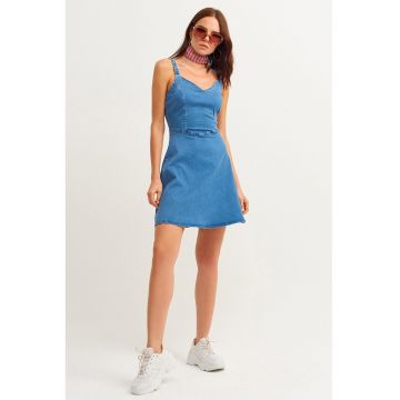 Rochie de denim cu decolteu in V