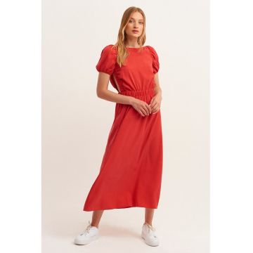 Rochie din amestec de lyocell cu maneci bufante