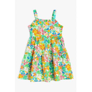 Rochie evazata din bumbac cu model floral