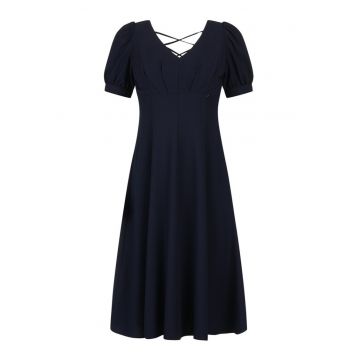 Rochie evazata - midi - cu maneci bufante - L