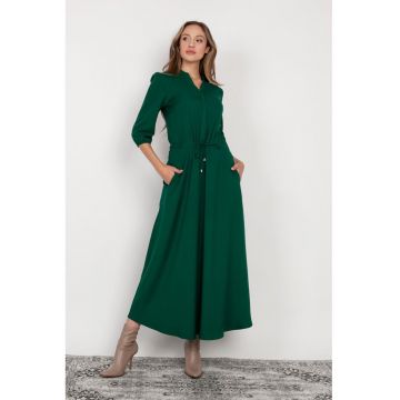 Rochie maxi cu maneci 3/4 si snur in talie -