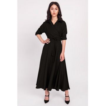 Rochie maxi cu model petrecut si maneci 3/4