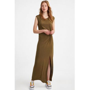 Rochie maxi cu slit lateral si fronseuri