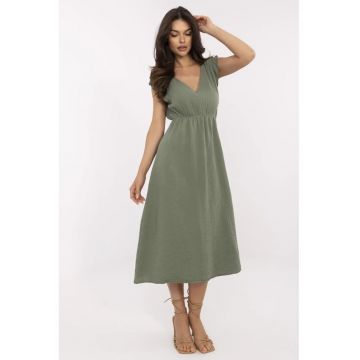 Rochie midi  bumbac - kaki -