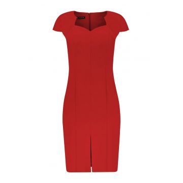 Rochie midi cambrata cu decolteu sweetheart