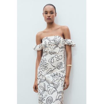 Rochie midi cu decolteu pe umeri