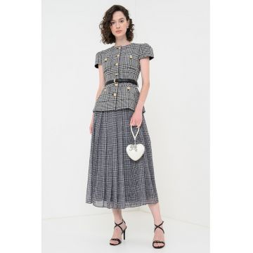 Rochie midi cu design 2in1 din amestec de lana cu o curea in talie