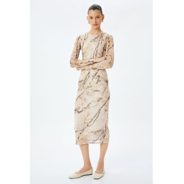Rochie midi de plasa cu pliuri
