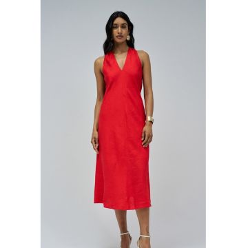 Rochie midi din amestec de in
