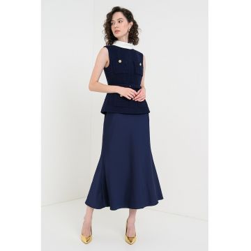 Rochie midi din amestec de lana cu design 2in1