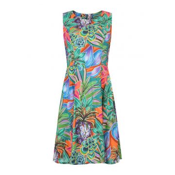 Rochie midi evazata cu imprimeu tropical - 3XL