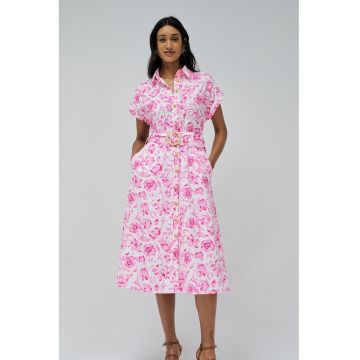 Rochie midi evazata cu model floral