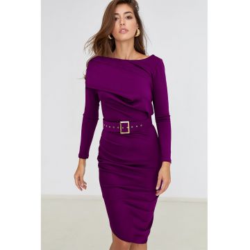 Rochie midi evazata cu o curea Classy