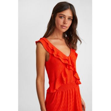 Rochie scurta cu decolteu in V si volane