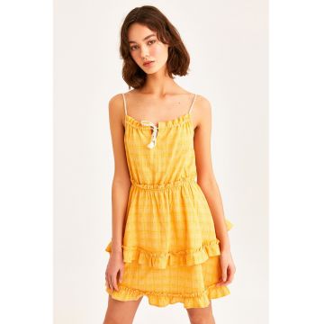Rochie scurta din amestec de in cu croiala in A